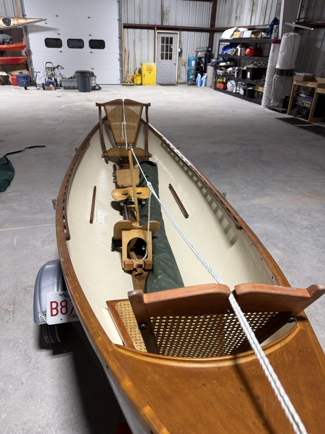 Kevlar Adirondack Guideboat canoe with Trailex Trailer